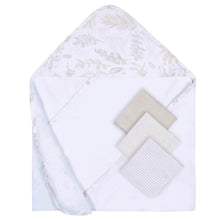 Just Born ® 4-Piece Hooded Towel and Washcloths Natural Leaves