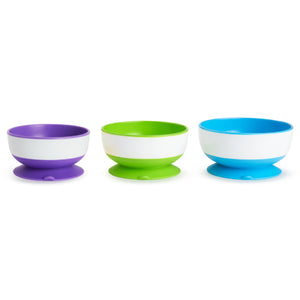Stay-Put Suction Bowls - 3pk Munchkin (Purple/Green/Blue)