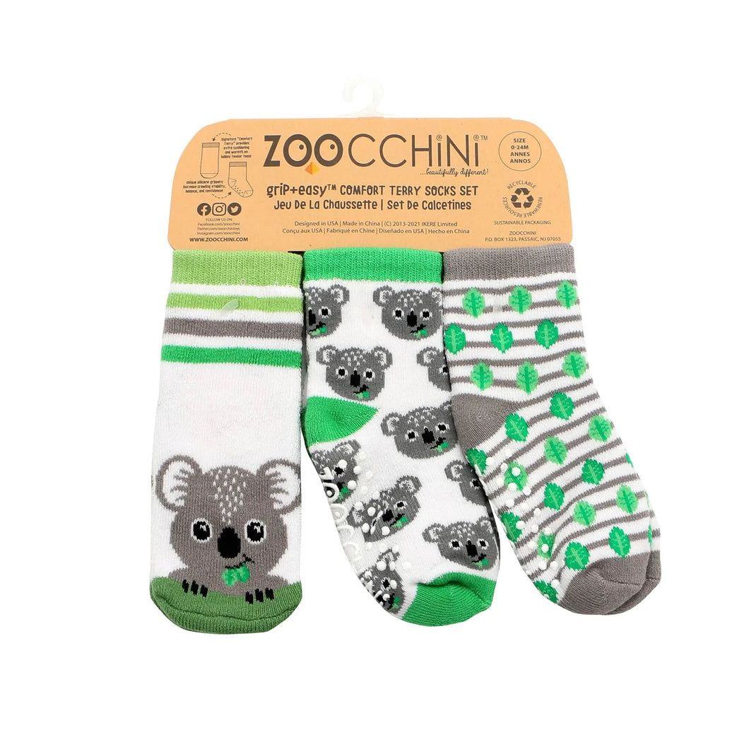 Buddy Baby 3 Pc Socks Set Zoocchini Kai the Koala 0-24m