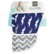 Cleanbib with Sleeves Navy Mustache