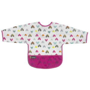 Cleanbib with Sleeves - White Doodle Hearts
