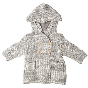 Crochet Knit Hoodie - Beba Bean Grey