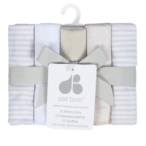 Just Born ® 10-Pack Washcloths Neutral Natural Leaves