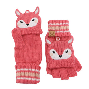Knitted Fingerless Gloves w/Flap Deer