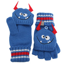 Knitted Fingerless Gloves w/Flap Monster