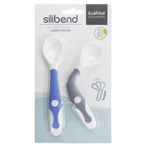 Silibend Bendable Spoon 2pcs -  Blue/Grey